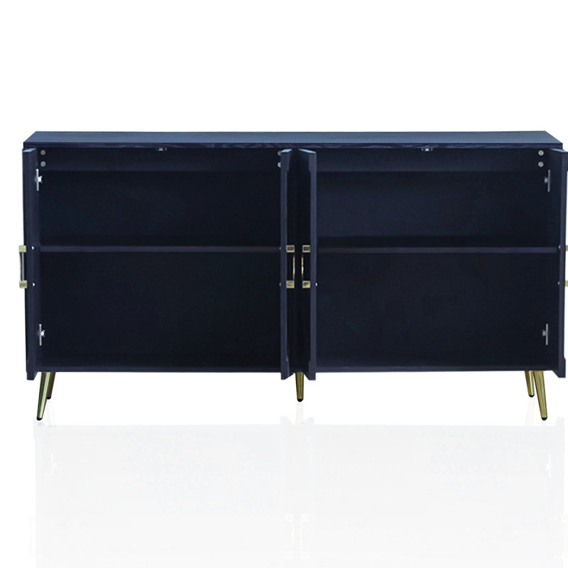 Buffet Ana 4 portes laqué moderne en bois et bleu marine Ana