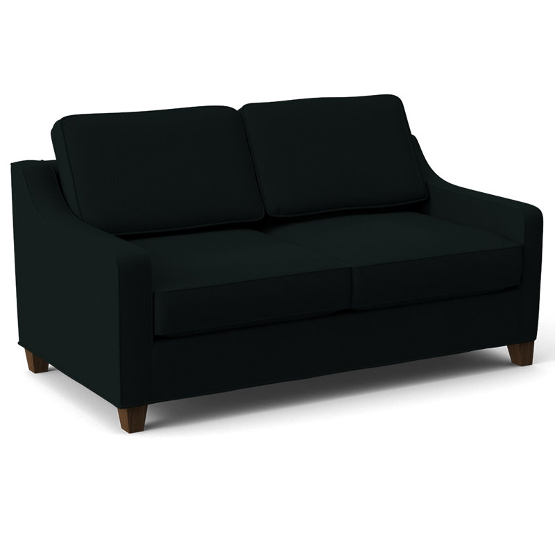 Clark 74" Square Arm Sofa Bed with Reversible Cushions, Montana Walnut, Innerspring, Fluff Carbon