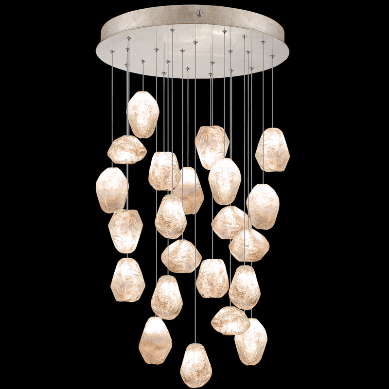 Natural Inspirations 10 - Light Pendant, 4.75" H x 22" W x 22" D, Gold/Natural Quartz, 10