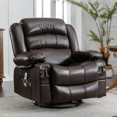 39,76 po W Fauteuil inclinable en cuir avec bascule, télécommande, capitonné et rangement