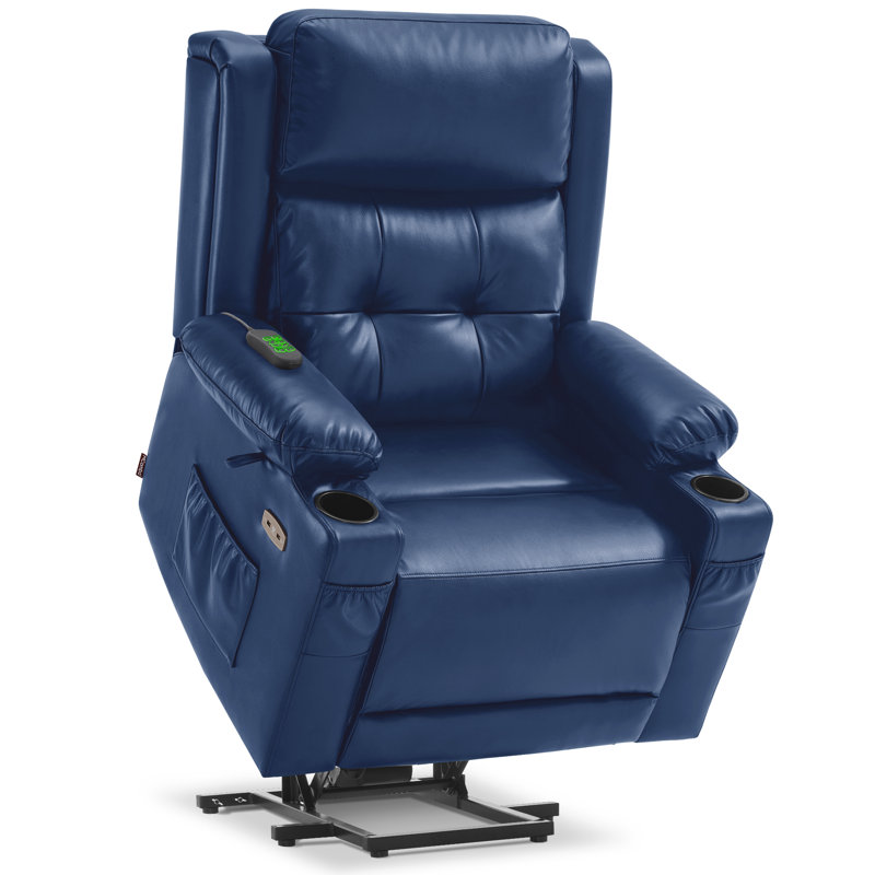 Latitude Run Large Dual Motor Power Recliner Lift Chair With Massage, Heat and Adjustable Headrest, Infinite Position, Faux Leather