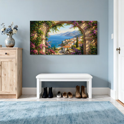 Vue panoramique et paysages urbains de la Méditerranée avec des fleurs et de la mer