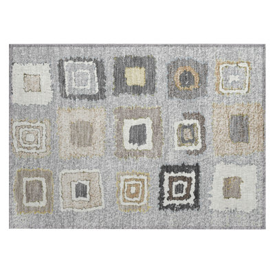 Machine Washable Indoor/Outdoor Xhevrie Gray Rug