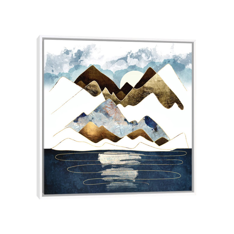 Minimal Abstract Mountains - impression d'art graphique, H 18 po x l 18 po x 1,5 po, Toile blanche encadrée, Aucun mat