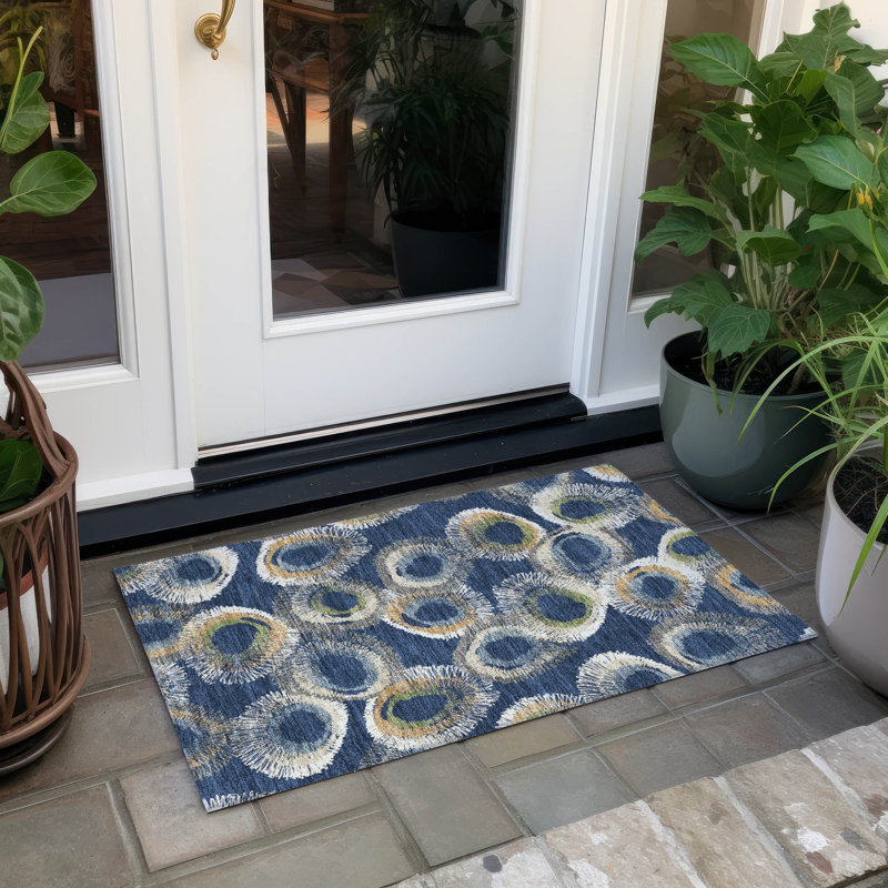 Machine Washable Indoor/Outdoor Houtz ACN2278 Geometric Rug, Rectangle 1'8" x 2'6"