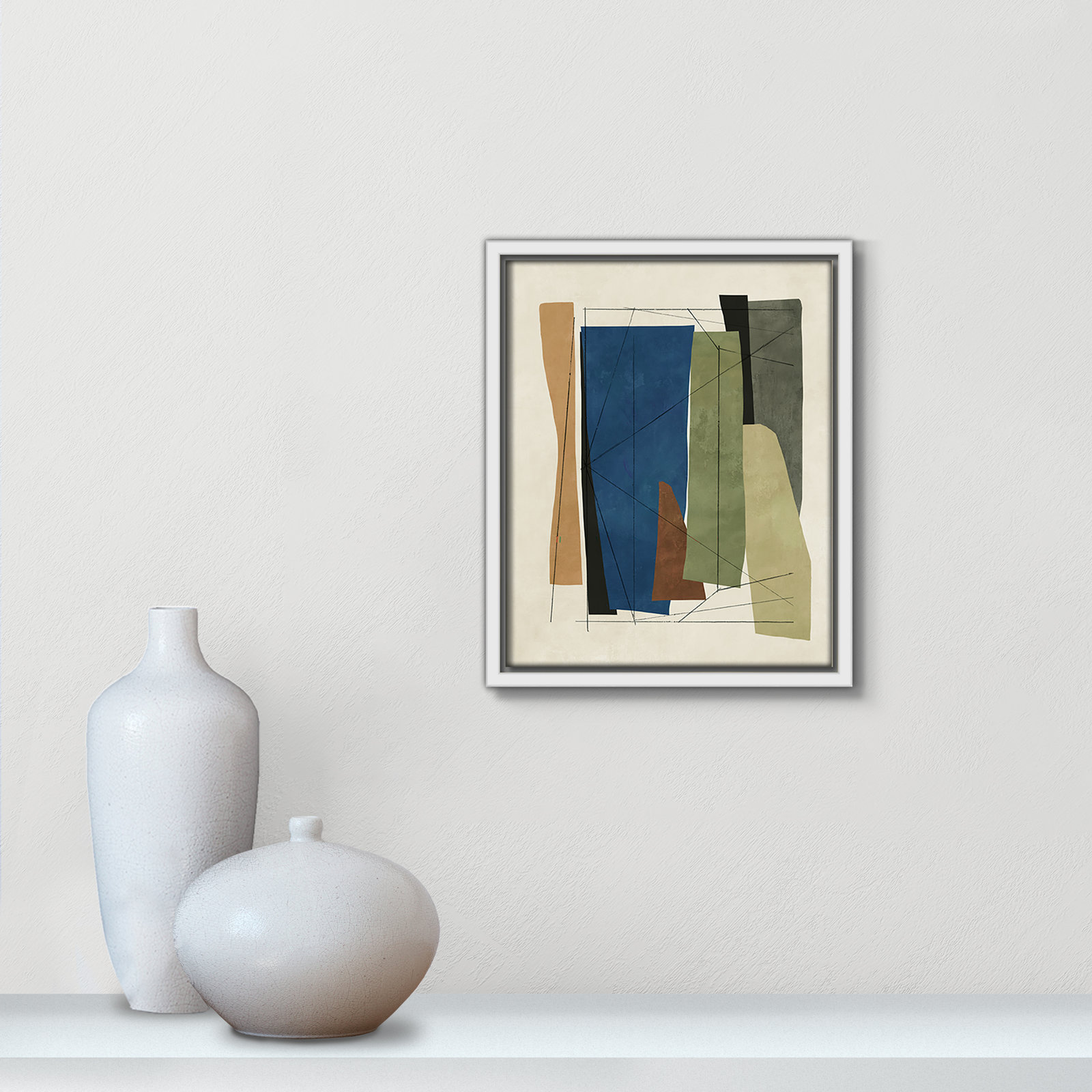 Beckton "Sync I" Print by Tom Reeves, 11.5" H x 9.5" W x 2" D, White Framed