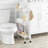 3-Shelf Rolling Bathroom Organization Cart with 2 Hooks