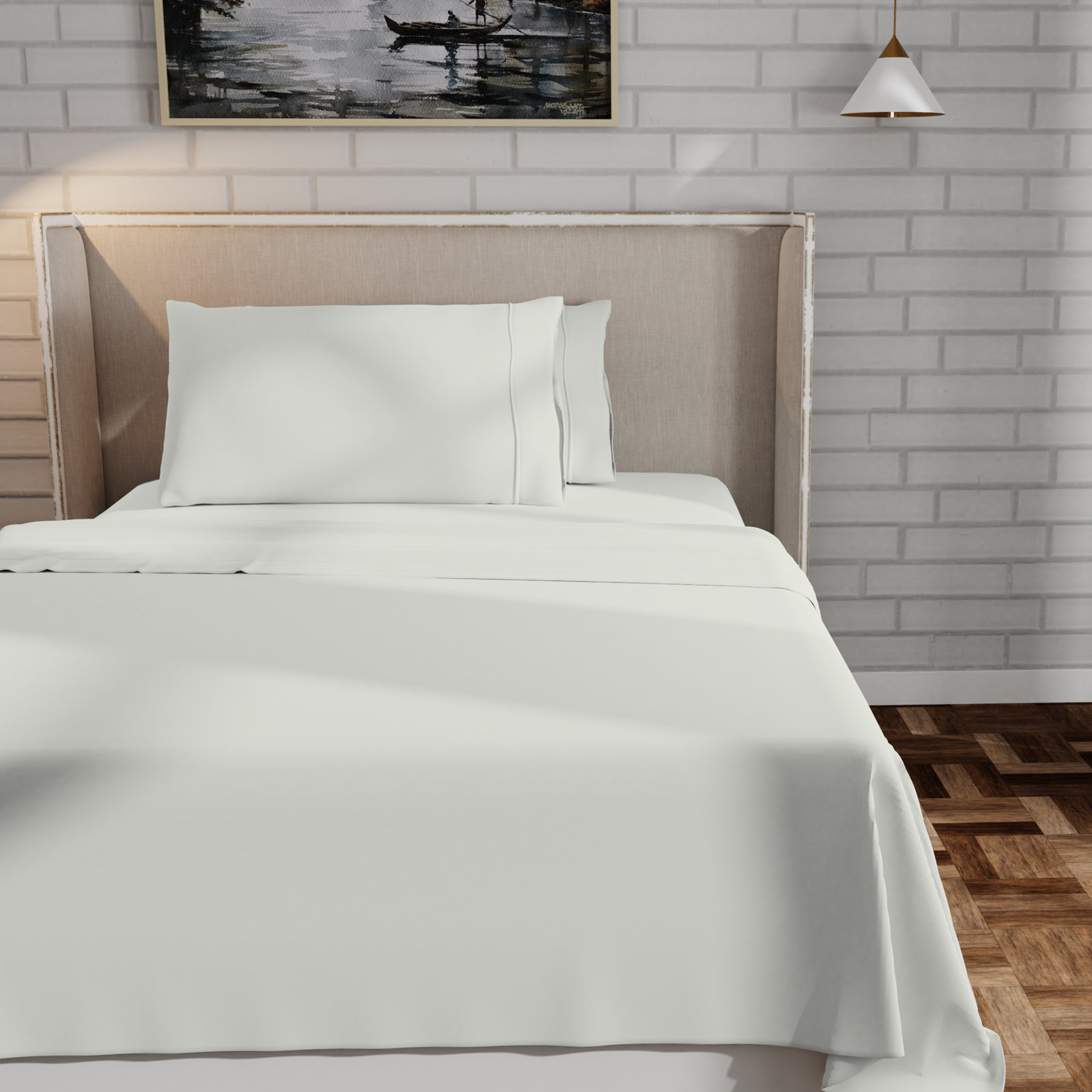 Kal 100% Cotton Sheet Set, California king, Ivory