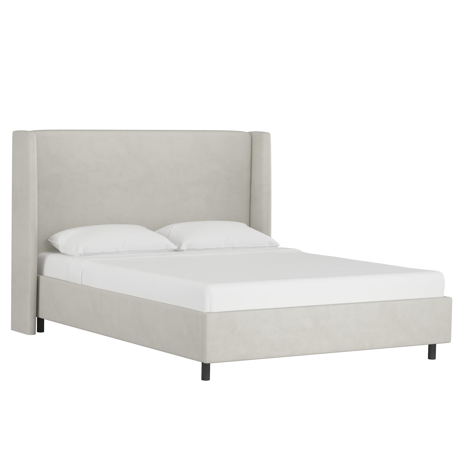 Tilly Upholstered Low Profile Platform Bed, Twin, Bella Light Gray Performance Velvet