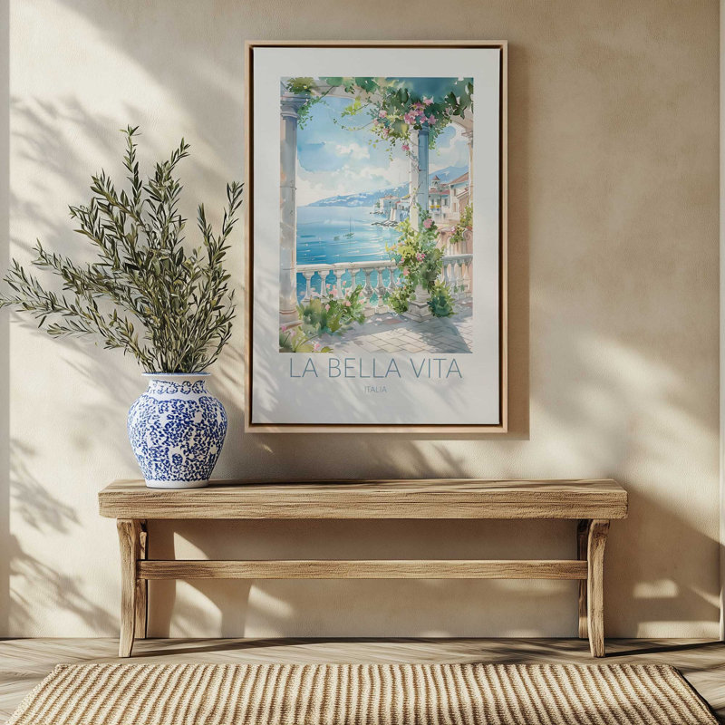 La Bella Vita View, reproduction d'art sur toile, Cadre flottant noir satiné, 24 po x 36 po
