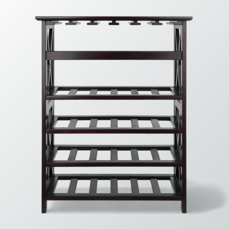 Dickie 24 Bottle Storage Wine Rack in Espresso Finish, 35.53" H X 28.5" W X 13.27" D