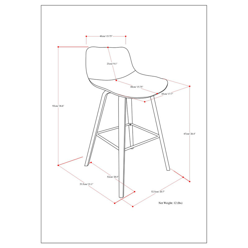 Tabouret à hauteur de comptoir / bar Harvard (ensemble de 2), Blanc