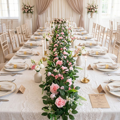 Guirlande de fleurs pliable 5,58 pi, décoration de guirlande florale suspendue de vigne rose artificielle