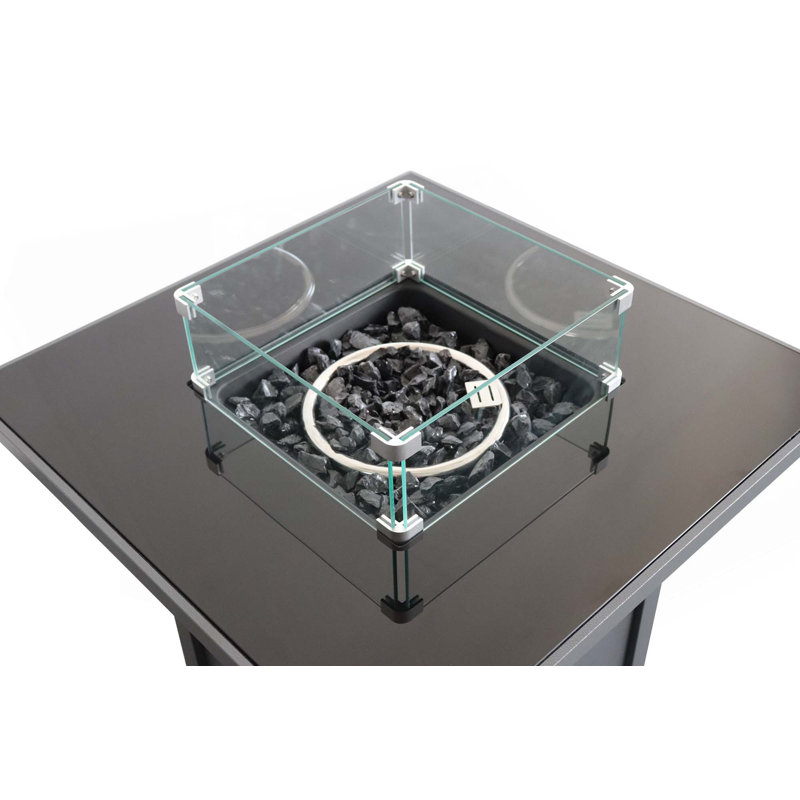 25" H Steel Outdoor Fire Pit Table With Lid, Gray