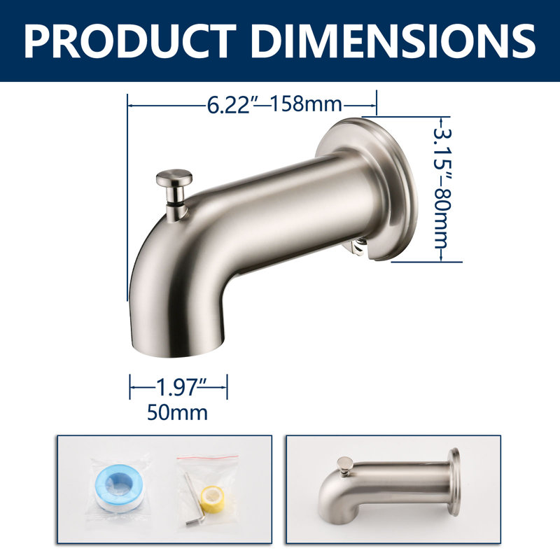 Wall Mounted Tub Spout with Diverter, Brushed Nickel