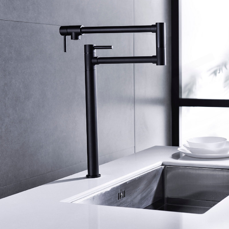 Pot Filler Faucet With Extension Shank, Matte Black