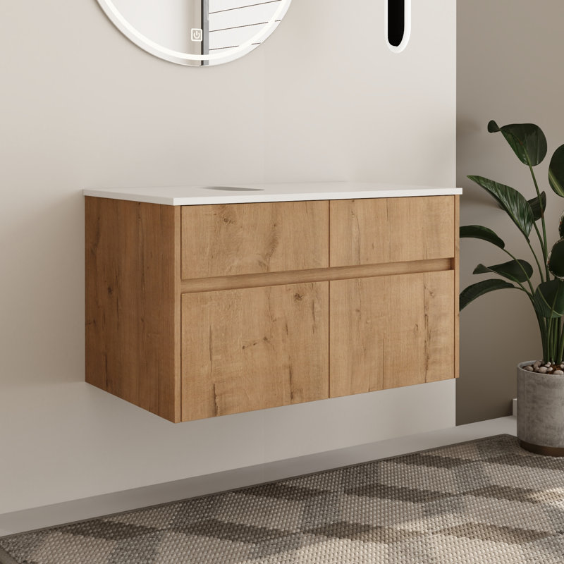 Base de meuble-lavabo simple 32 po Zeypric, Imitation chêne