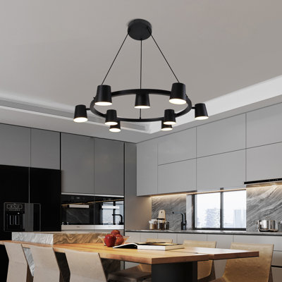 9-light Wagon Wheel Chandelier Black Chandelier Dining Room Chandelier