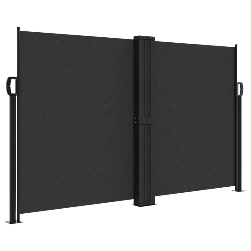 Dakota Fields Retractable Side Awning, Black, 140cm H x 600cm W