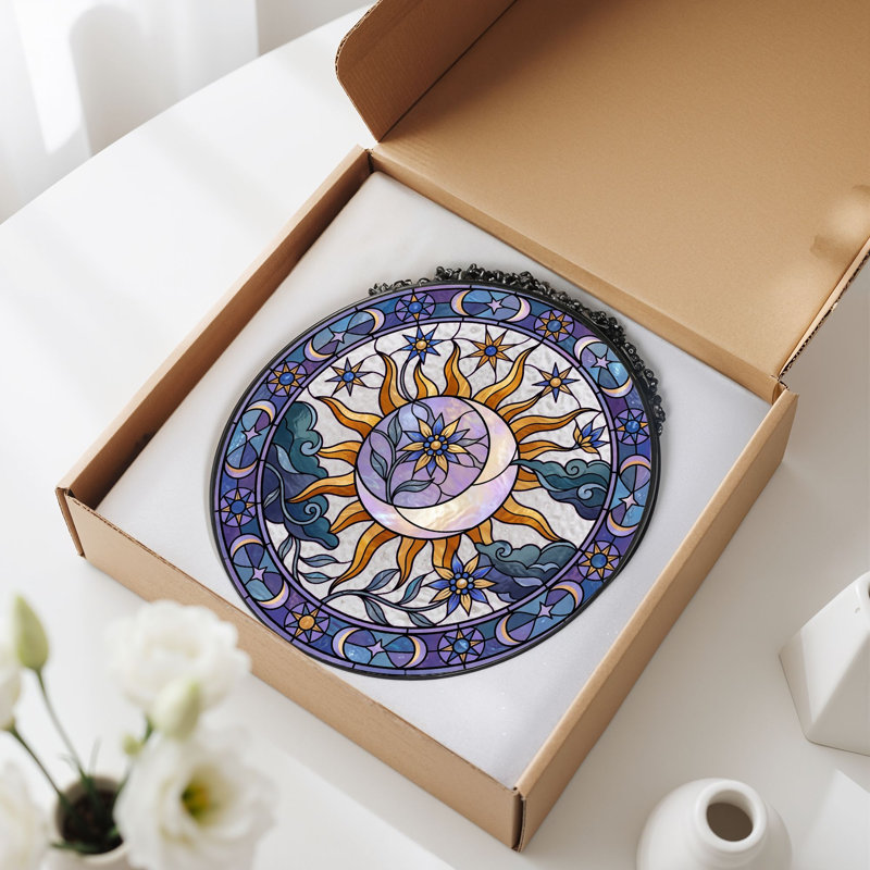 Panneau de vitrail Sun Moon H 12 po, H 12 po