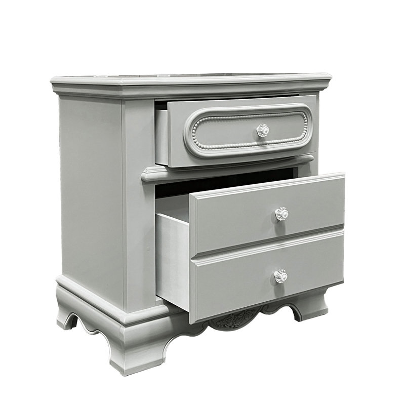 Grey 2-Drawer Nightstand