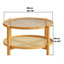 Table basse ronde en rotin 27 po, table basse en bambou à 2 niveaux avec plateau en verre 27 po