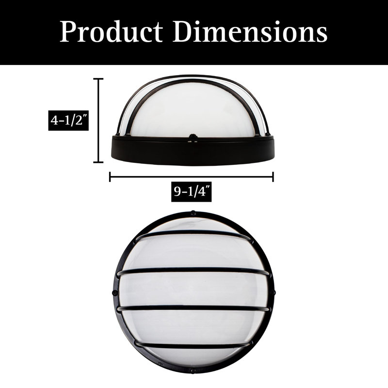 Luminaire à cloison utilitaire 9 pouces à DEL noir, lentille en résine résistante aux rayons UV, 120V Triac à intensité variable, 800 lumens, CCT, blanc réglable, 3000K / 4000K / 5000K