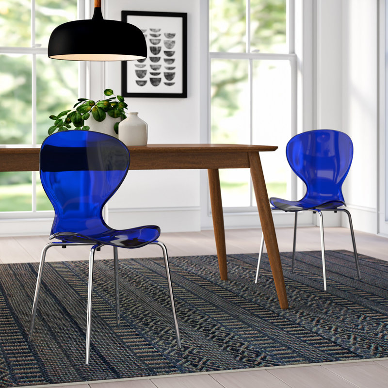 Chaise d'appoint de salle à manger empilable Edenfield, Bleu