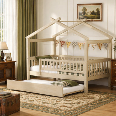 Lit enchanteur en bois avec lit gigogne