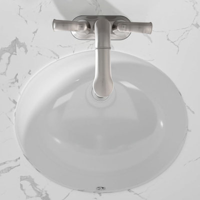 Lavabo de salle de bain moderne ovale blanc pur 19 po x 16 po Modern - Lavabo encastré en céramique avec trop-plein, faible absorption, résistance aux acides, eau de qualité fiable, sans trous de robinet, utilisation à long terme