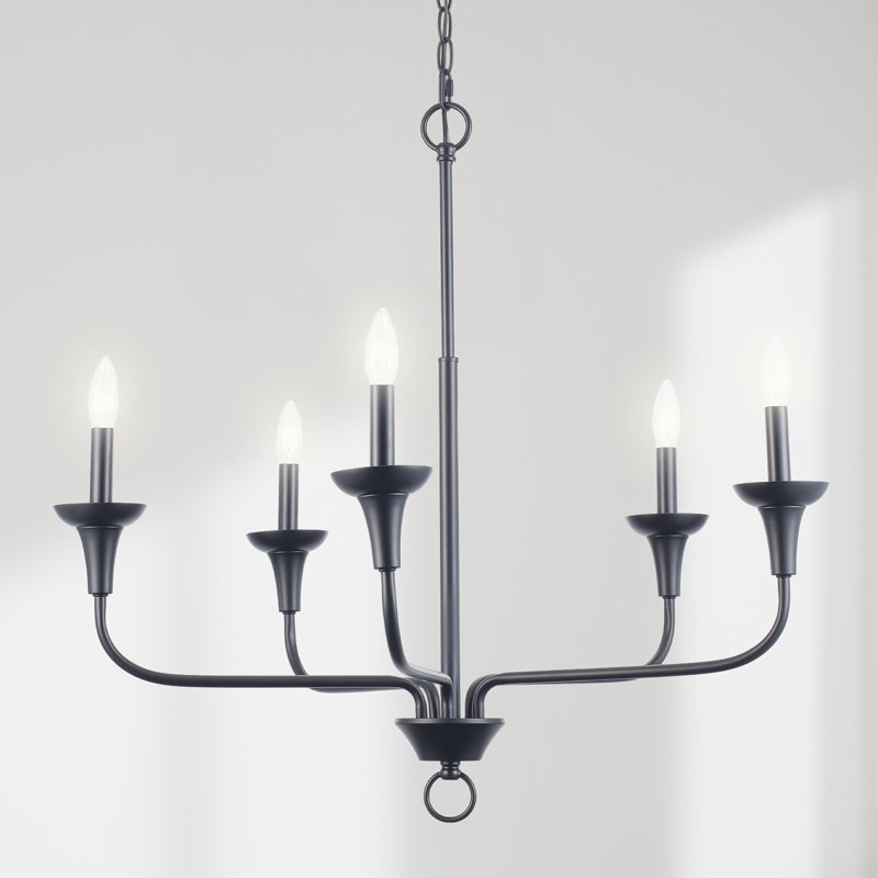 Lustre moderne à 5 lumières Capella, 5 lumières, Noir