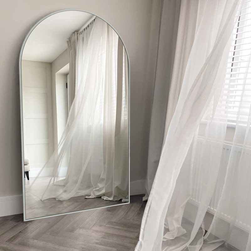 Large Arch Full Length Mirror with 3 Mounting Method, 71" x 32", Silver