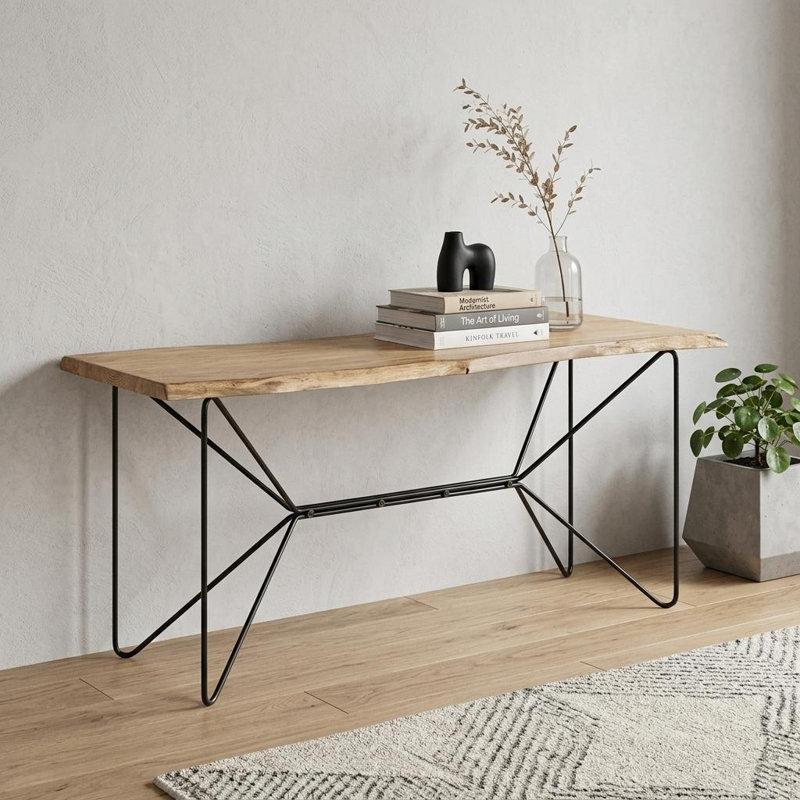 HomeRoots 66'' Solid Wood Top Console Table