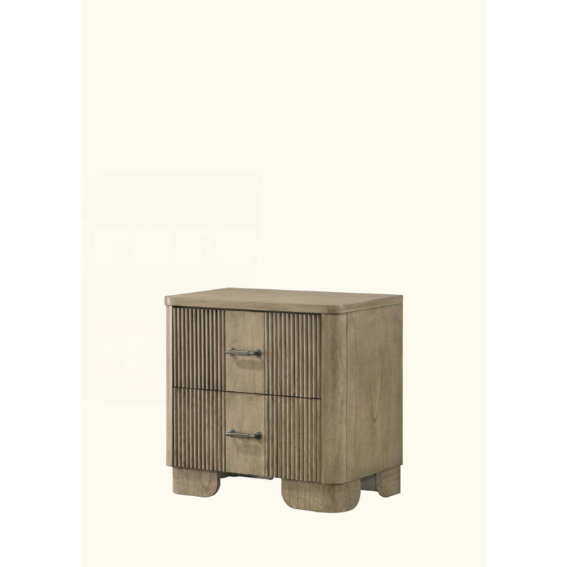 Table de chevet avec tiroirs à glissières en métal et plateau doublé de feutre, alliant élégance classique et fonctionnalité moderne