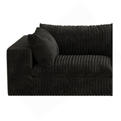 Canapé Cloud, tissu en velours côtelé, sièges profonds, conception à deux couches, coussin amovible, sans assemblage, combinaison à faire soi-même pour le salon, la chambre à coucher, la salle de conférence, un appartement, noir