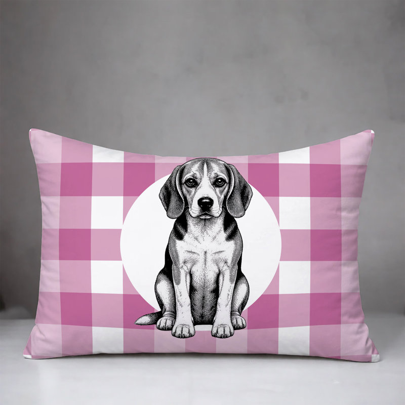 Oreiller réversible intérieur / extérieur Beagle Dog, 20 po x 14 po, Magenta