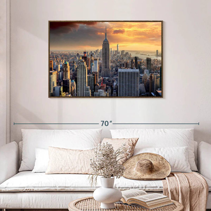 New York City High Rises, Cadre flottant noyer, 43 po x 29 po