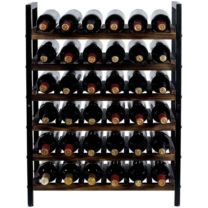 36 Bottle Metal Floor Wine Bottle Rack in Brown