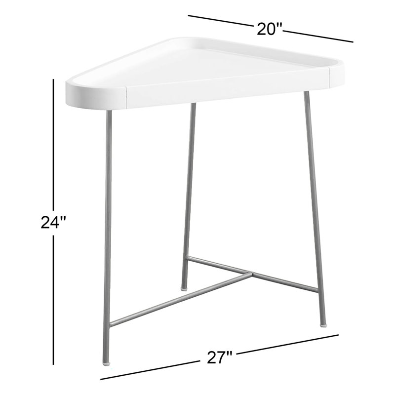 Table de bout triangulaire 27 po Korey, Bois de grève d'acacia, Noir