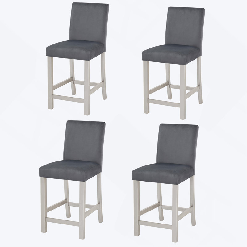 Ensemble de chaises à hauteur de comptoir pour 4 personnes, chaise de cuisine avec siège rembourré, tabouret de bar à hauteur de comptoir pour salle à manger gris