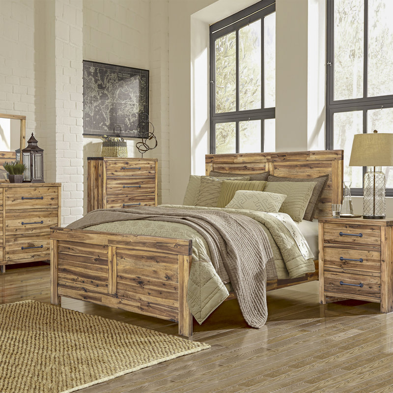 Camilo Solid Wood Standard Bed, King, Durango Wheat