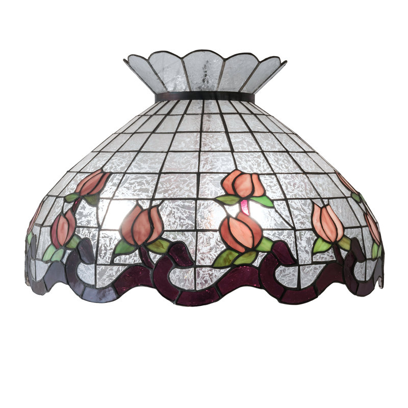 Dome Lamp Shade, Pink/Purple/Green/Clear Fern, 15" H x 20" W x 20" D