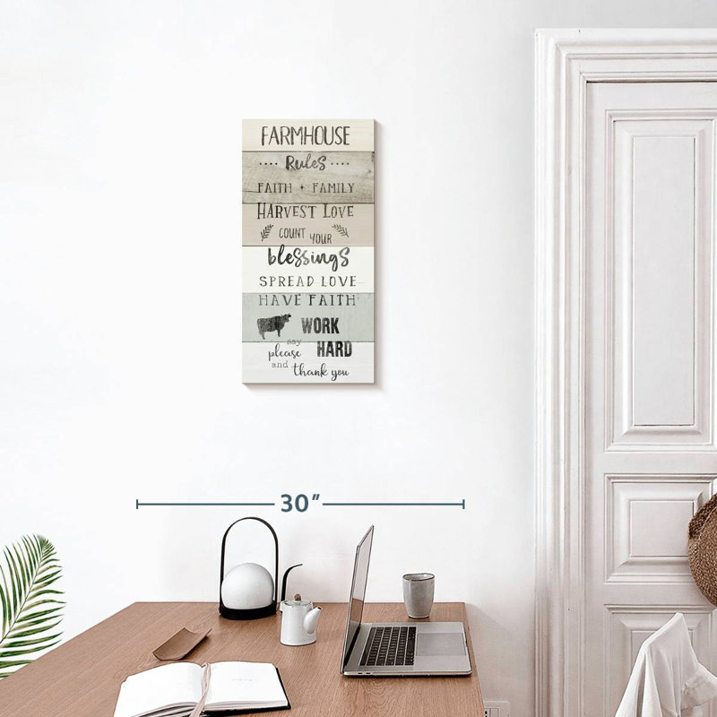 Plaque murale Farmhouse Rules, H 24 po x l 12 po