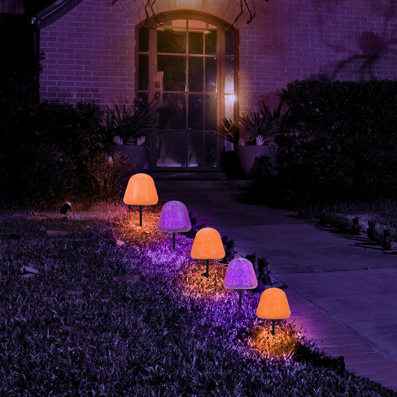 Set of 5 LED Gumdrop Pathway Lights - Orange and Purple - Thumbnail 4
