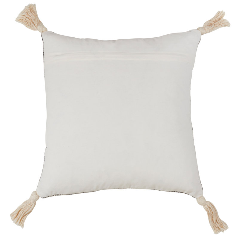 Cream Oversize Cotton Square Throw Pillow with Tassels