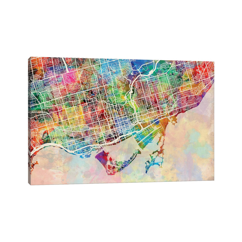 Toronto Street Map III by Michael Tompsett - Wrapped Canvas Gallery-Wrapped Canvas Giclée, 20.32 cm H x 30.48 cm W
