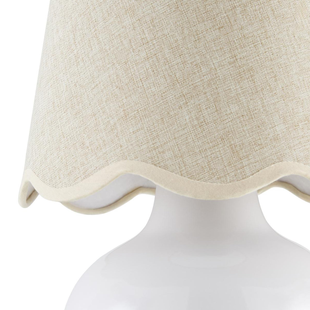 Momsen Ceramic Bedside Lamp, Beige, High Gloss White