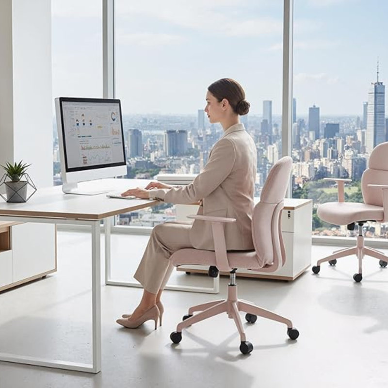 Foam Padding Office Chair, Pink
