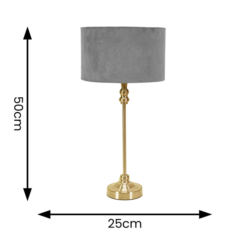 Saylorsburg Metal Table Lamp, Gold, Grey Velvet, No