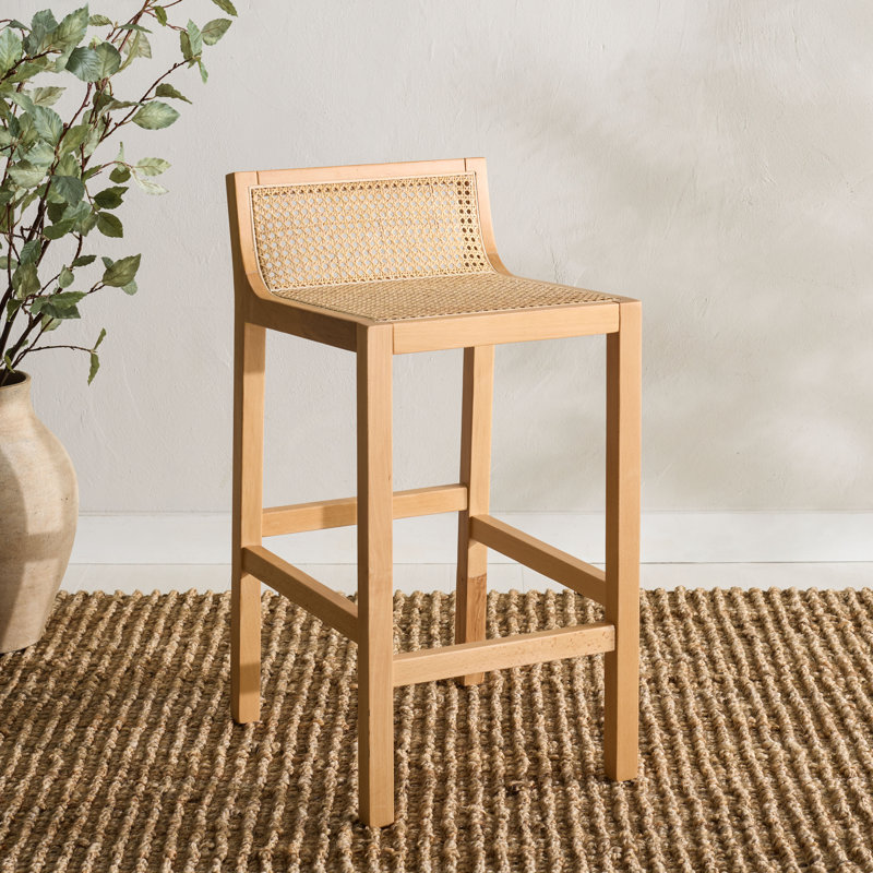 Tabouret de bar et de comptoir McCarthy Cane, Naturel / naturel, Tabouret de comptoir (siège d'une hauteur de 25,5